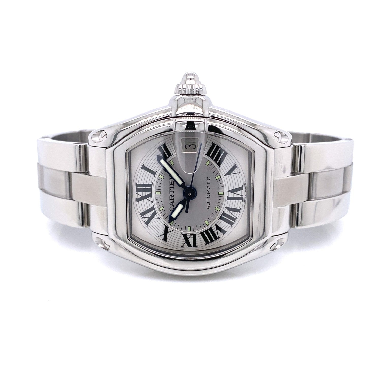 Cartier Roadster Large Stainless Steel Silver Dial W62000V3 - Beverly Hills Watch Company