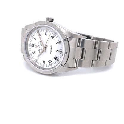 Rolex Air-king 34mm Stainless Steel White Roman Dial 14010 - Beverly Hills Watch Company