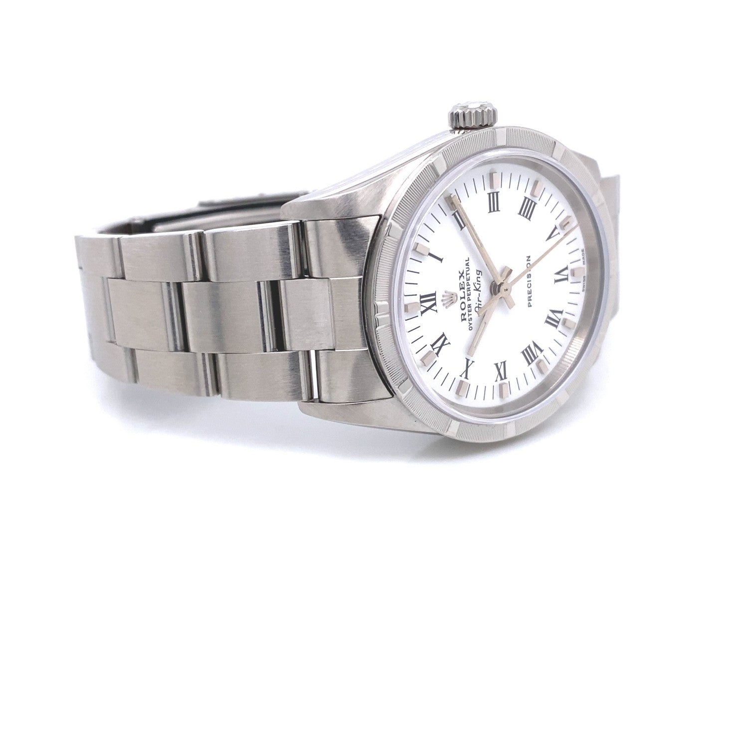 Rolex Air-king 34mm Stainless Steel White Roman Dial 14010 - Beverly Hills Watch Company