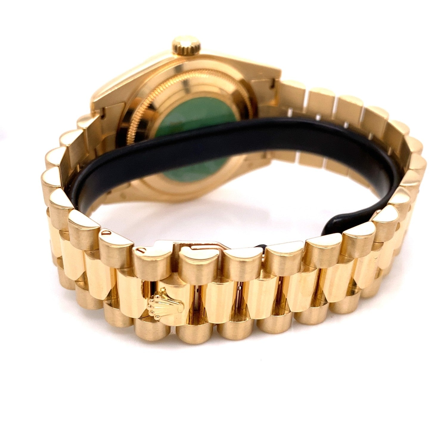 Rolex Day-Date President 36mm 18k Yellow Gold Fluted Bezel Black Dial 118208 WDWRP5 - Beverly Hills Watch Company