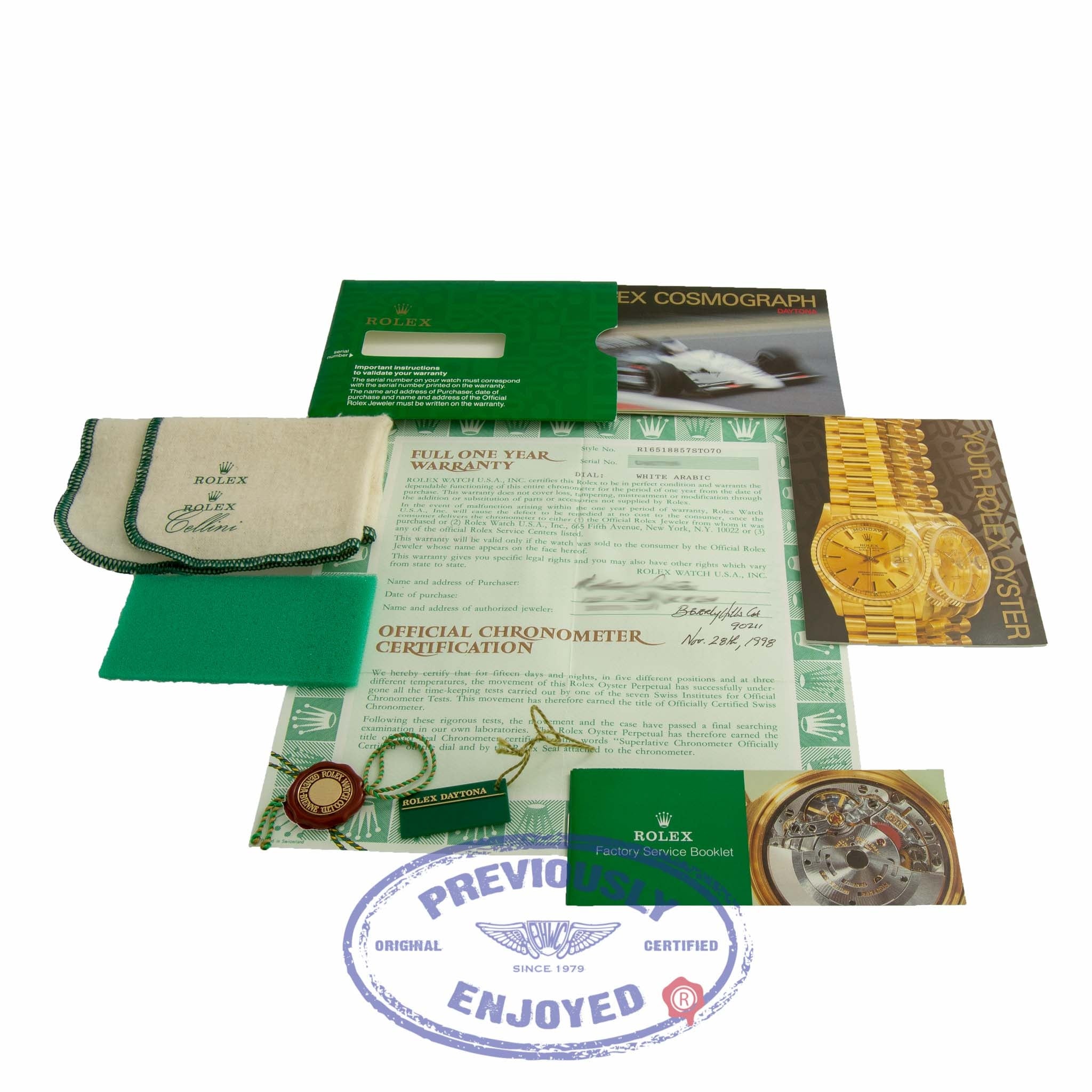 Rolex Daytona Zenith Movement Yellow Gold White Dial Alligator