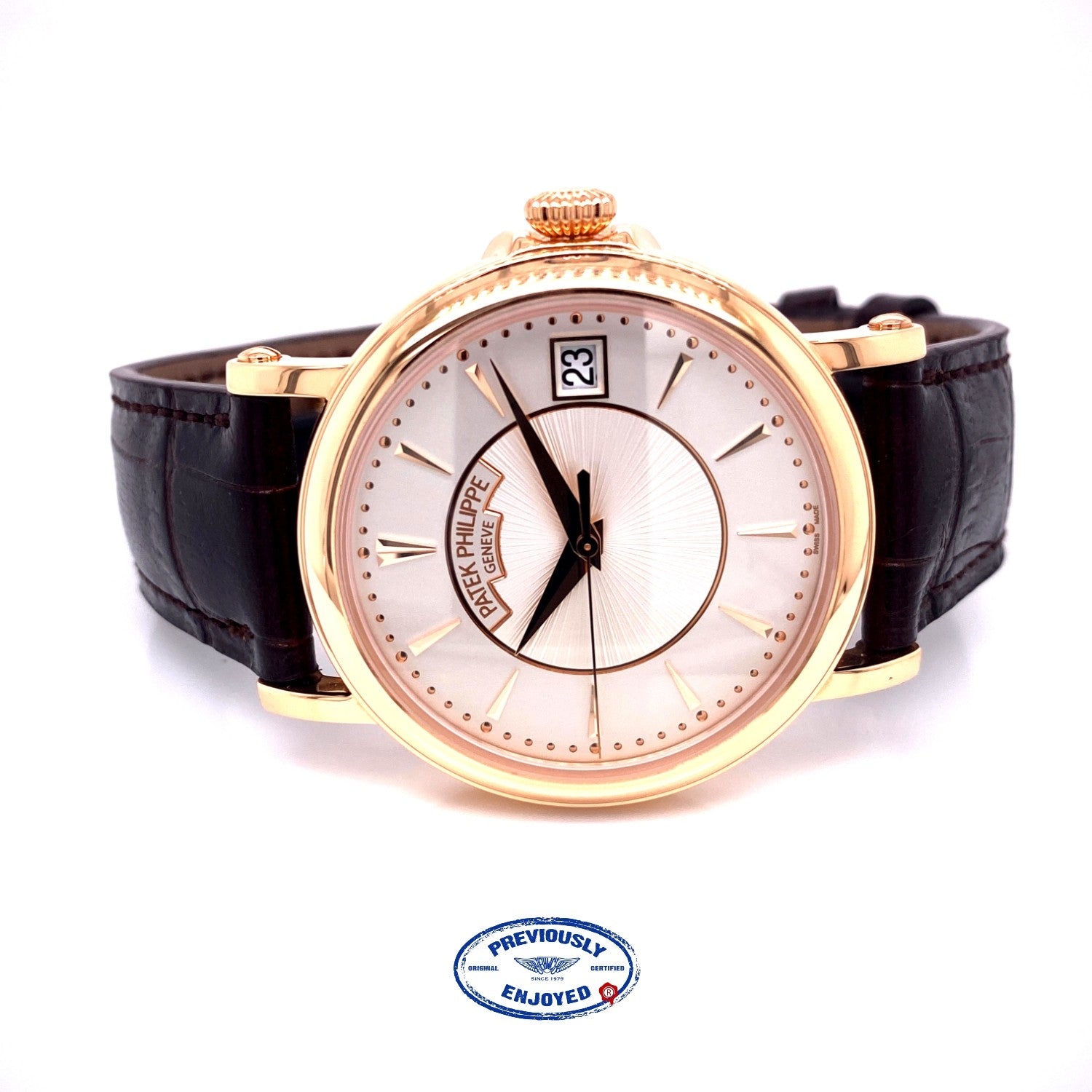 Patek Philippe Calatrava 38mm Rose Gold Silver Opaline Dial 5153r-001 WLH8MZ - Beverly Hills Watch Company