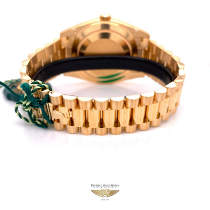 Rolex Day-Date President 40MM Yellow Gold Fluted Bezel Black Dial 228238 WQZLJX - Beverly Hills Watch Company