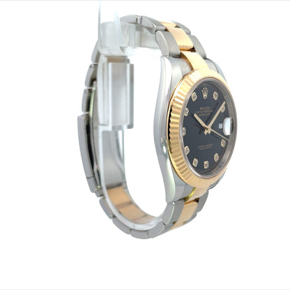 Rolex Datejust 41mm Black Diamond Dial Yellow Gold and Stainless 126333 - Beverly Hills Watch Company