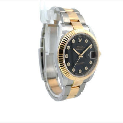 Rolex Datejust 41mm Black Diamond Dial Yellow Gold and Stainless 126333 - Beverly Hills Watch Company
