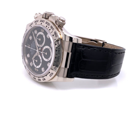 Rolex Daytona White Gold Black Diamond Dial 116519 WWRACD - Beverly Hills Watch Company
