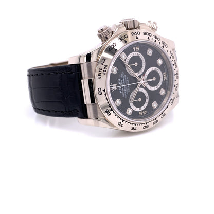 Rolex Daytona White Gold Black Diamond Dial 116519 WWRACD - Beverly Hills Watch Company