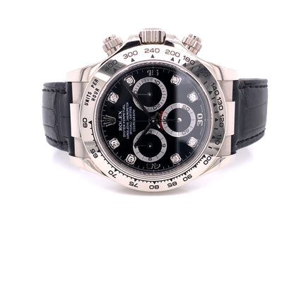 Rolex Daytona White Gold Black Diamond Dial 116519 WWRACD - Beverly Hills Watch Company