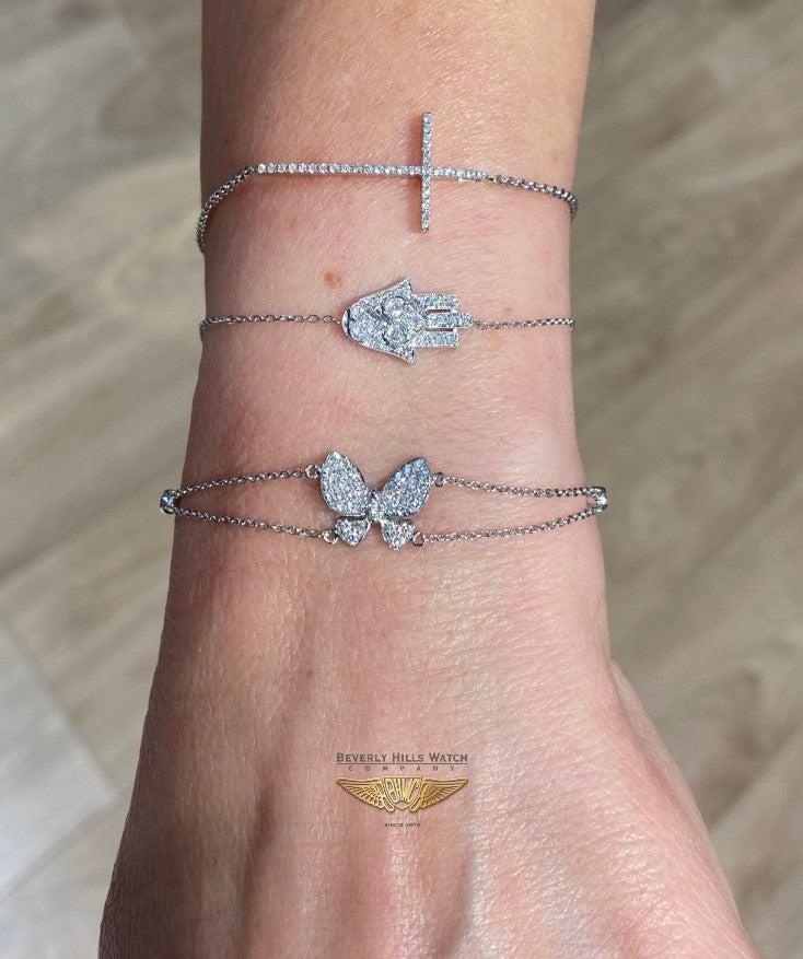 Naira & C Diamond Cross White Gold Bracelet WZ1ZXN - Beverly Hills Watch and Jewelry Company