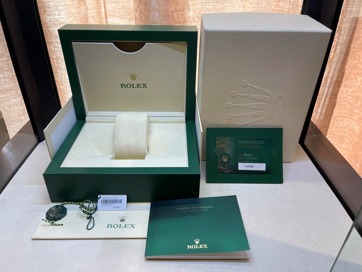 Rolex Sky-Dweller Everose White Index Dial Oysterflex 326235 - Beverly Hills Watch Company