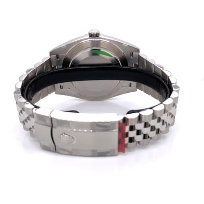 Rolex Datejust 41mm White Gold Fluted Blue Dial Silver Roman Jubilee Bracelet 126334 X6LC5N - Beverly Hills Watch