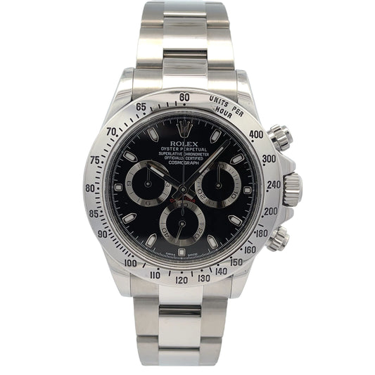 Rolex Daytona Classic, 40mm Stainless Steel Black Dial 116520 - Beverly Hills Watch Company