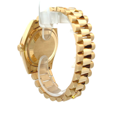 Rolex Day-Date President 36mm Yellow Gold Fluted Bezel Green Dial 118238 - Beverly Hills Watch Company