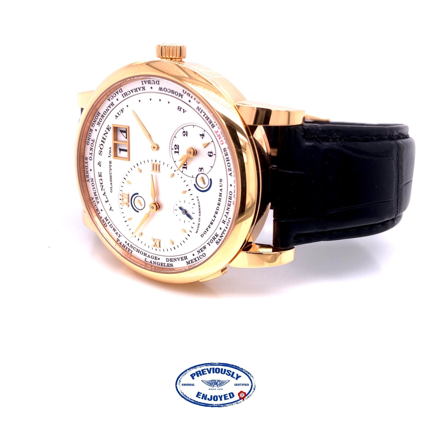 A. Lange & Sohne 1 Time Zone 41.9mm Rose Gold 116.032 XJDC7L - Beverly Hills Watch Company