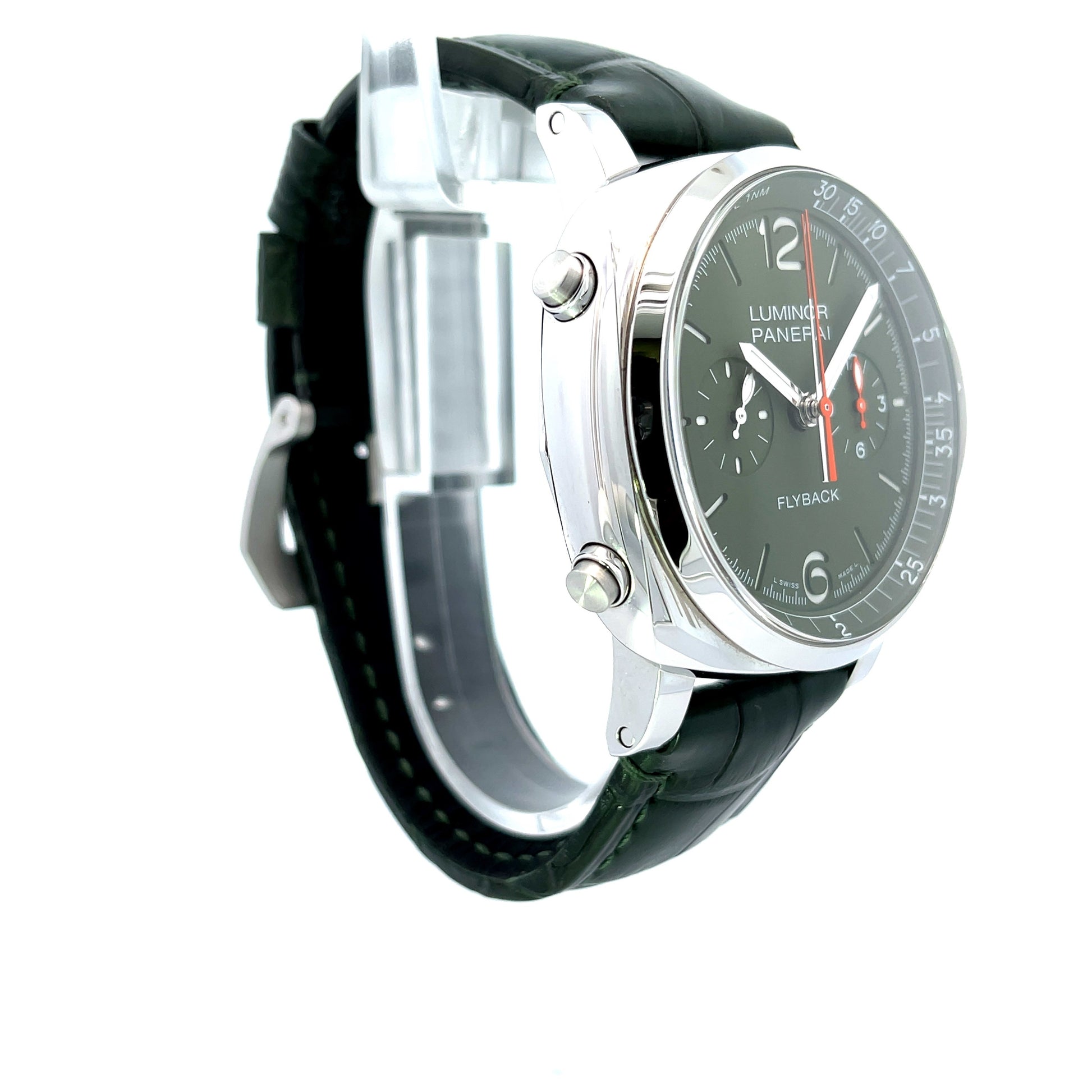 Panerai Luminor Chrono Flyback 44mm Verde Militare PAM01296 - Beverly Hills Watch Company