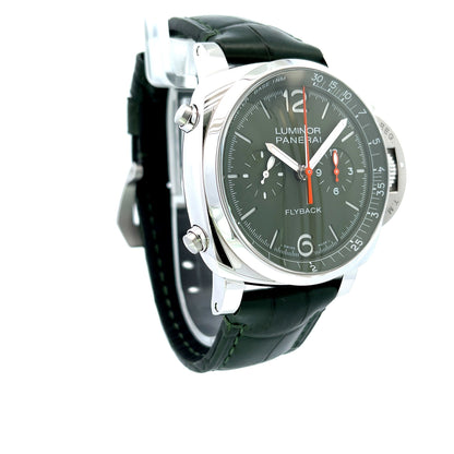 Panerai Luminor Chrono Flyback 44mm Verde Militare PAM01296 - Beverly Hills Watch Company