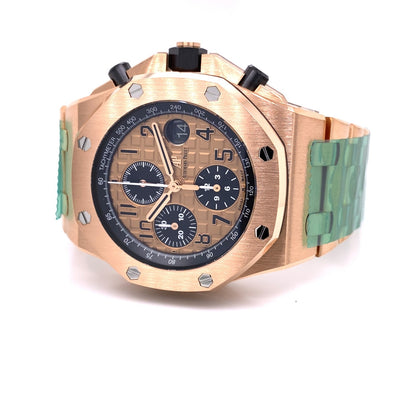 Audemars Piguet Royal Oak Offshore 18k Rose Gold Chronograph Automatic on Bracelet 26470OR.OO.1000OR.01 - Beverly Hills Watch Company