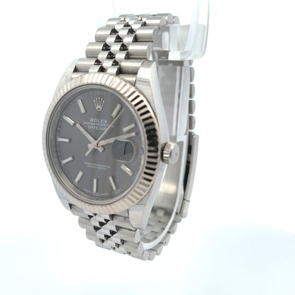 Rolex Datejust 41mm White Gold Fluted Slate Dial Jubilee Bracelet 126334 - Beverly Hills Watch Company