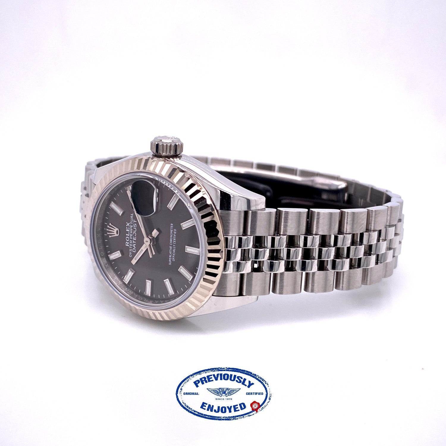 Rolex Datejust 28mm Fluted Bezel Dark Grey Jubilee 279174 XU8TMX - Beverly Hills Watch Company