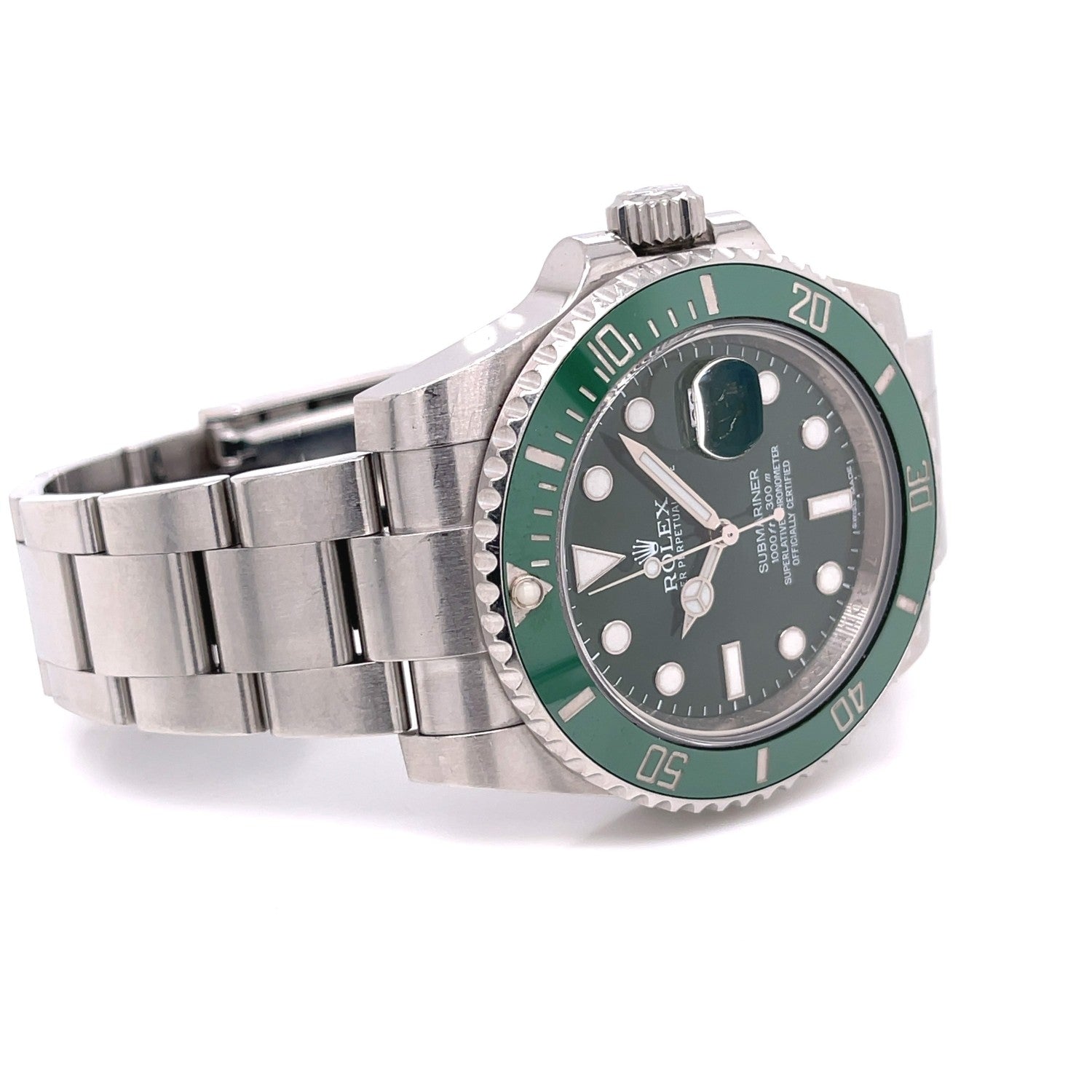 Rolex Submariner Stainless Steel Green Ceramic Bezel and Dial "Hulk" 116610LV XZ7Y8N  - Beverly Hills Watch Company