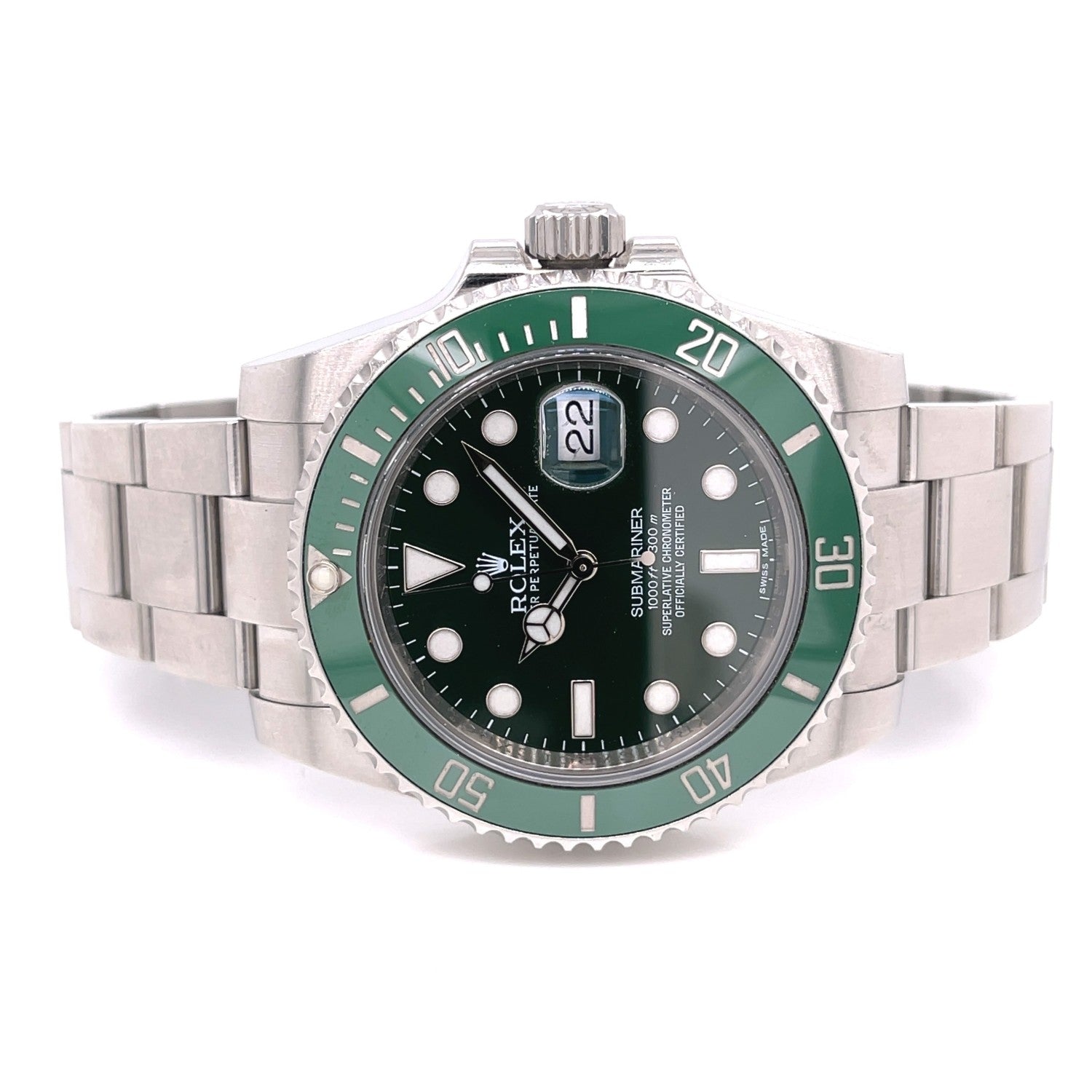 Rolex Submariner Stainless Steel Green Ceramic Bezel and Dial "Hulk" 116610LV XZ7Y8N  - Beverly Hills Watch Company
