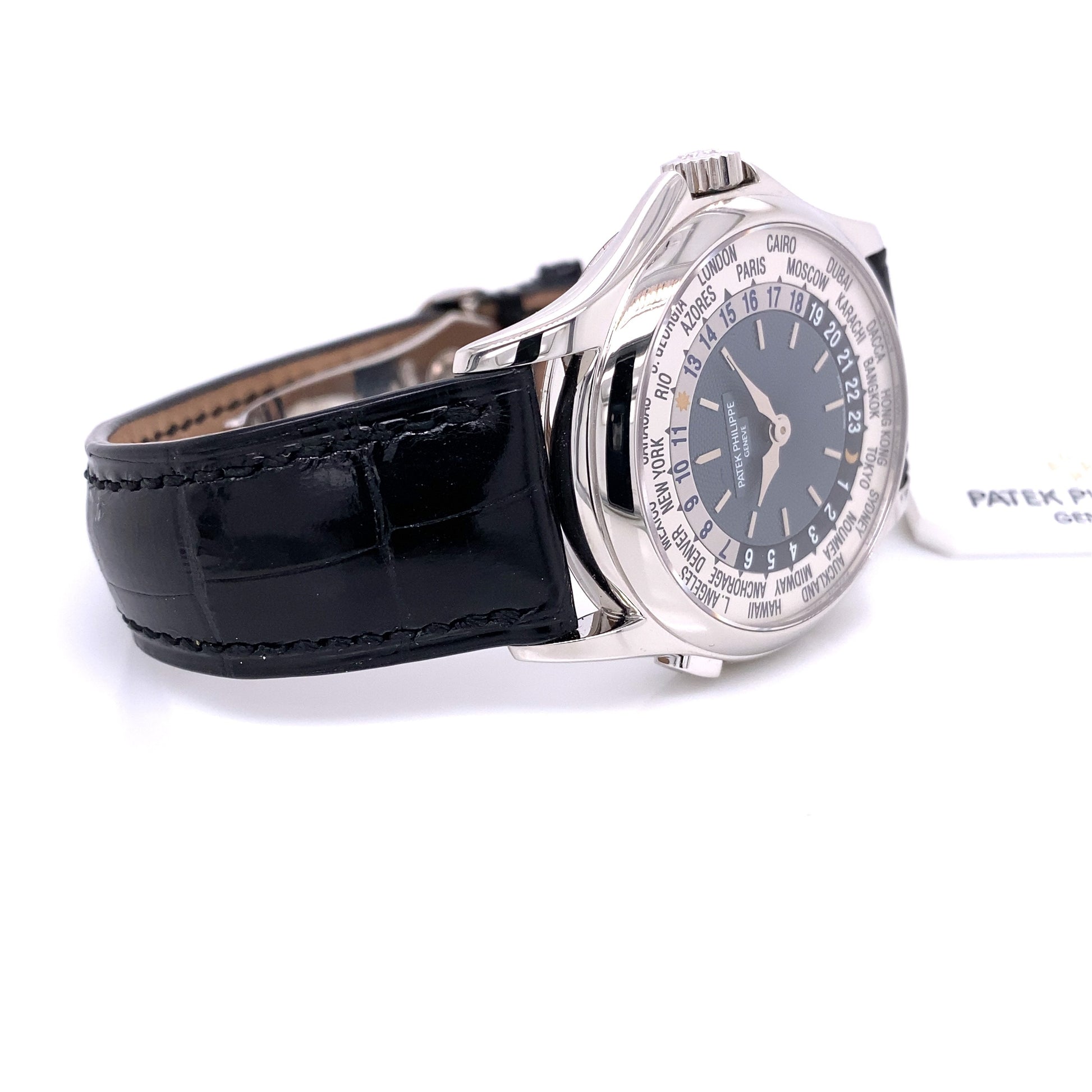 Patek Philippe Platinum World Timer 37mm Blue Dial 5110P Y24CE1 - Beverly Hills Watch Company