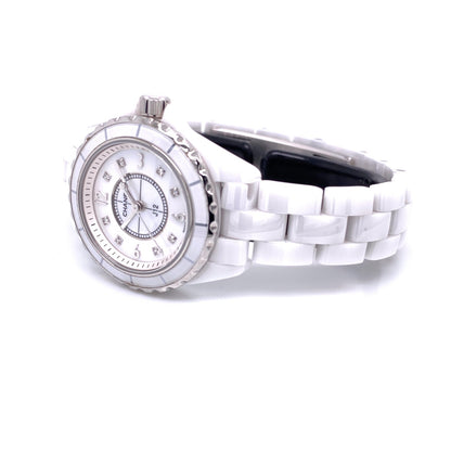 Chanel J-12 29mm White Ceramic Mother of Pearl Diamond Dial H2570 YPDDYR - Beverly Hills Watch Company