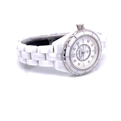 Chanel J-12 29mm White Ceramic Mother of Pearl Diamond Dial H2570 YPDDYR - Beverly Hills Watch Company