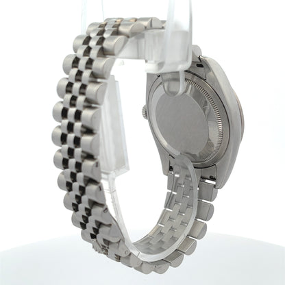 Rolex Datejust 36MM 18k White Gold Diamond Bezel Silver Floral Dial 116244 - Beverly Hills Watch Company