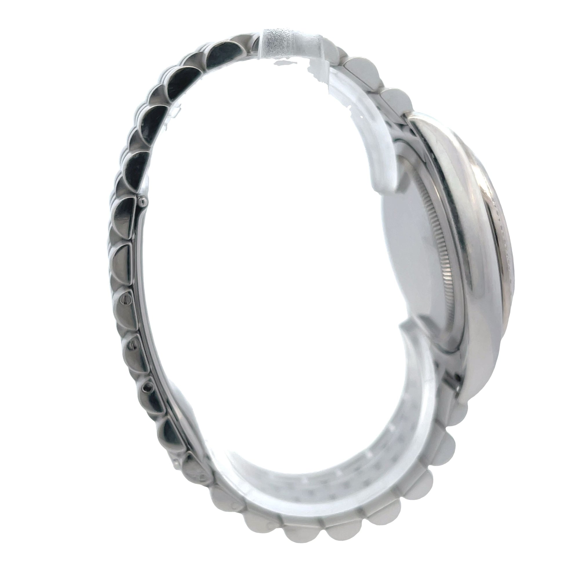 Rolex Datejust 36MM 18k White Gold Diamond Bezel Silver Floral Dial 116244 - Beverly Hills Watch Company