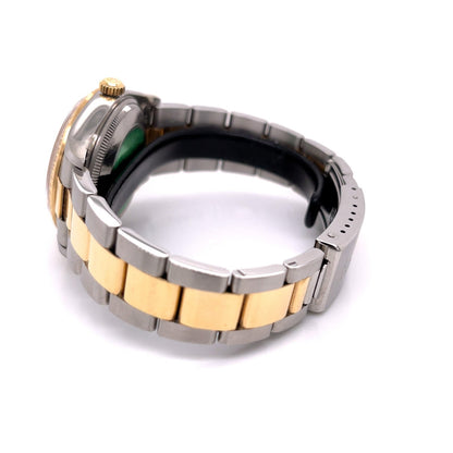 Rolex Date 34mm Fluted Yellow Gold and Stainless Champagne Dial 15233 Z37600 - Beverly Hills Watch Company