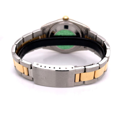 Rolex Date 34mm Fluted Yellow Gold and Stainless Champagne Dial 15233 Z37600 - Beverly Hills Watch Company