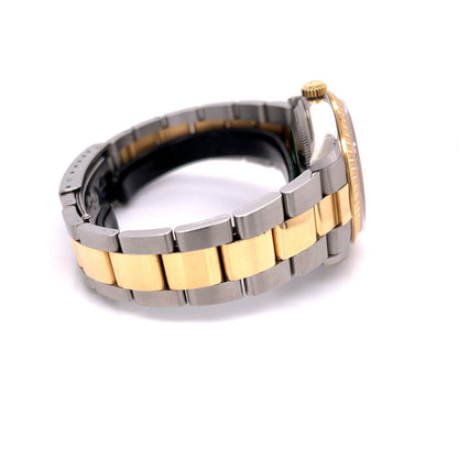 Rolex Date 34mm Fluted Yellow Gold and Stainless Champagne Dial 15233 Z37600 - Beverly Hills Watch Company