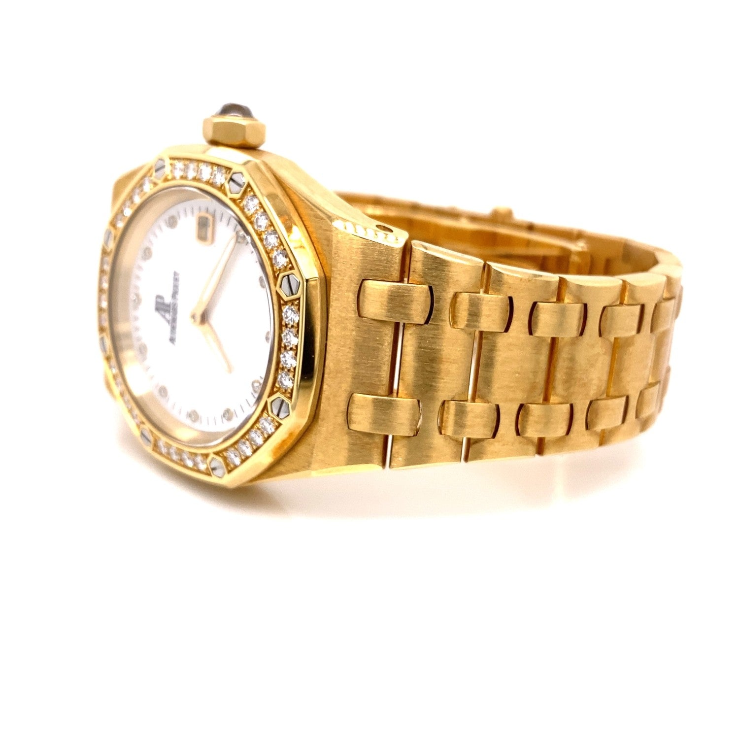 Audemars Piguet Royal Oak Ladies 33MM 18K Yellow Gold Diamond 67601BA.ZZ.1210BA.02 ZDFXDN - Beverly Hills Watch Store