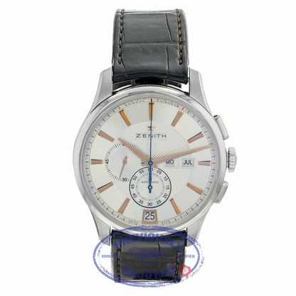 Zenith Captain Winsor Chrono 42mm Stainless Steel Silver Dial Black Alligator Strap 03.2070.4054/02.C711 DHUQPQ - Beverly Hills Watch Store