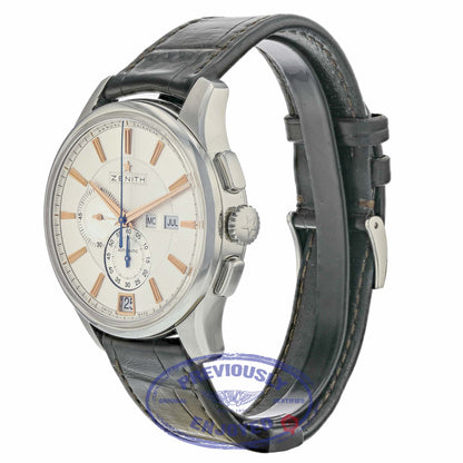 Zenith Captain Winsor Chrono 42mm Stainless Steel Silver Dial Black Alligator Strap 03.2070.4054/02.C711 DHUQPQ - Beverly Hills Watch Store