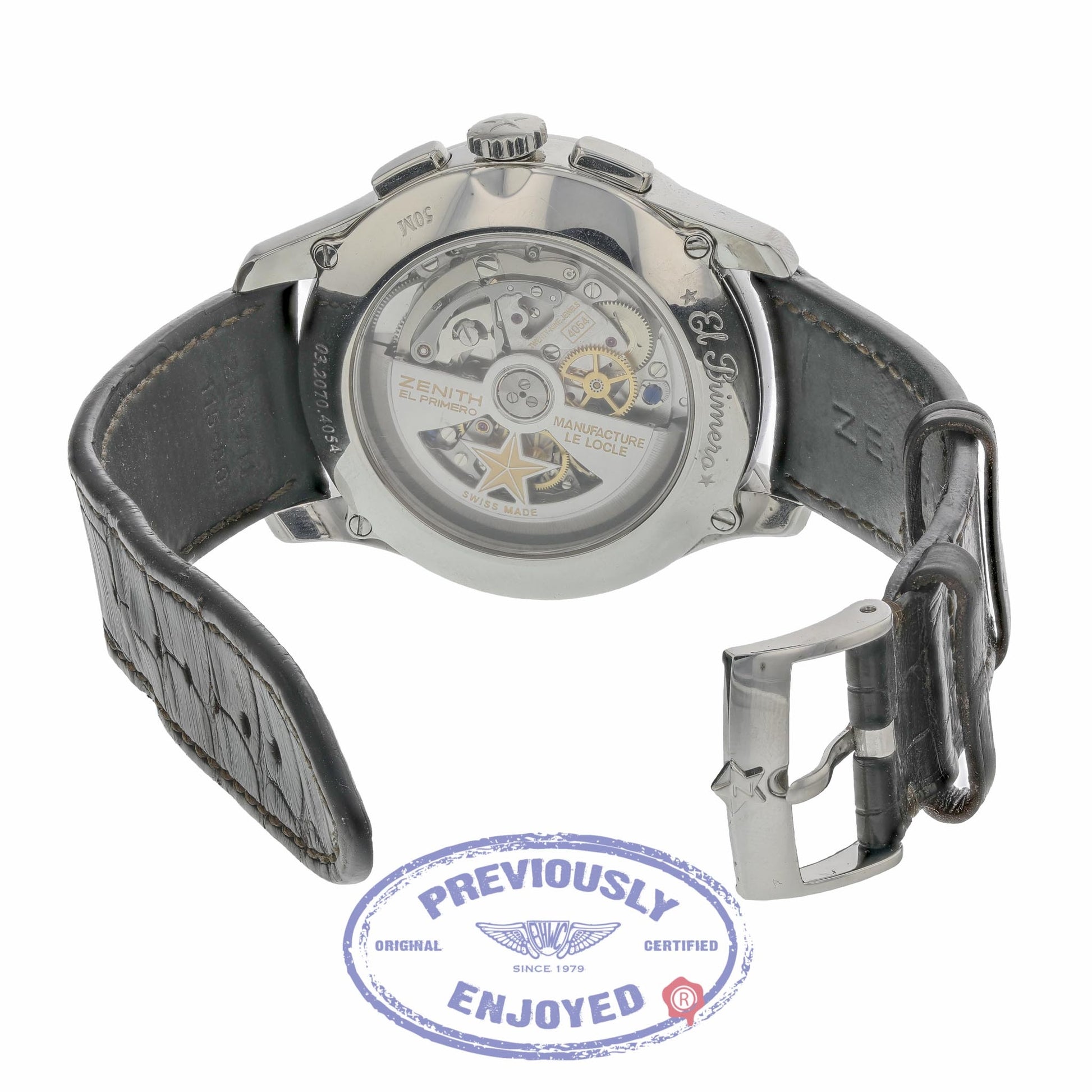 Zenith Captain Winsor Chrono 42mm Stainless Steel Silver Dial Black Alligator Strap 03.2070.4054/02.C711 DHUQPQ - Beverly Hills Watch Store