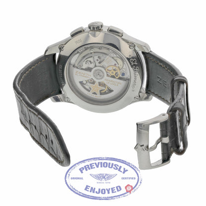 Zenith Captain Winsor Chrono 42mm Stainless Steel Silver Dial Black Alligator Strap 03.2070.4054/02.C711 DHUQPQ - Beverly Hills Watch Store