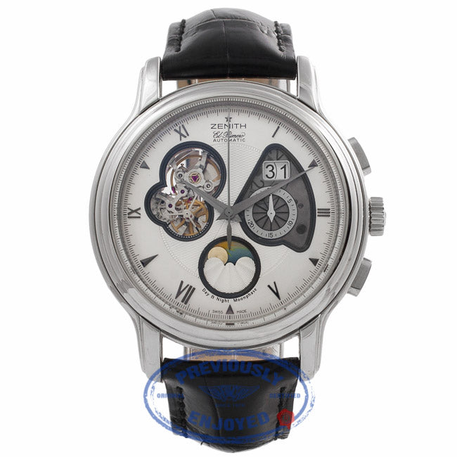 Zenith Chronomaster XXT Open Grande Date Moon & Sunphase 45MM Stainless Steel Silver Dial 03.1260.4047/02.C505 VYNJUL - Beverly Hills Watch Company Watch Store