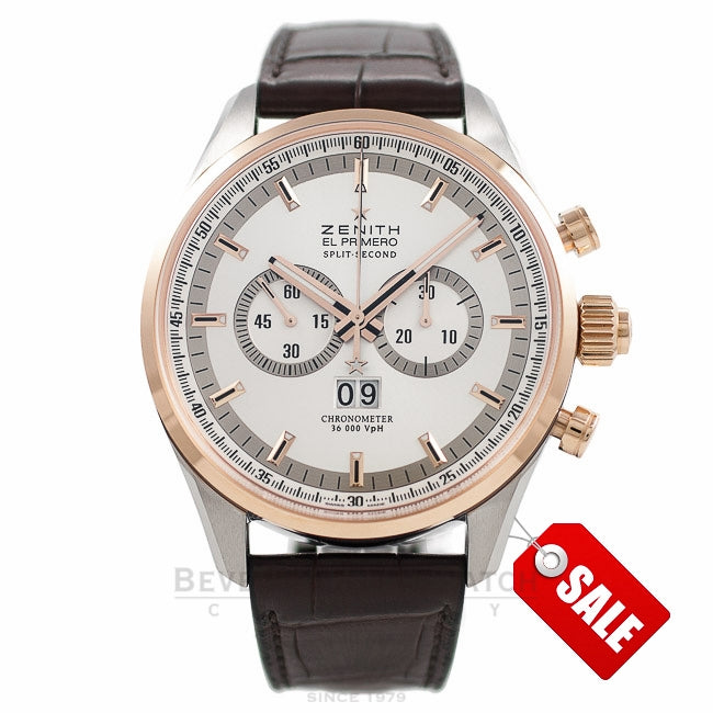 Zenith El Primero Rattrapante Split Second Grand Date Stainless Steel Rose Gold 05.2050.4026/01.C713 3BDQS1 - Beverly Hills Watch Company Watch Store