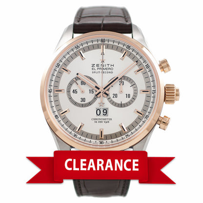 Zenith El Primero Rattrapante Split Second Grand Date Stainless Steel Rose Gold 05.2050.4026/01.C713 3BDQS1 - Beverly Hills Watch Company Watch Store