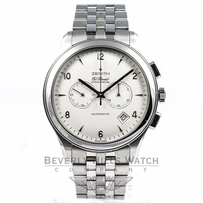 Zenith Elite EL Primero Chronograph Stainless Steel Watch 03.0520.4002 Beverly Hills Watch Company