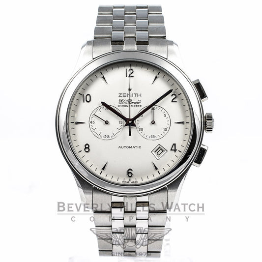 Zenith Elite EL Primero Chronograph Stainless Steel Watch 03.0520.4002 Beverly Hills Watch Company