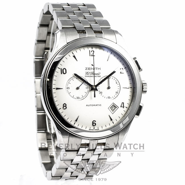 Zenith Elite EL Primero Chronograph Stainless Steel Watch 03.0520.4002 Beverly Hills Watch Company
