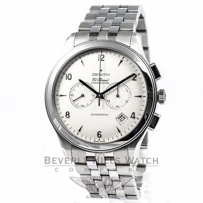 Zenith Elite EL Primero Chronograph Stainless Steel Watch 03.0520.4002 Beverly Hills Watch Company