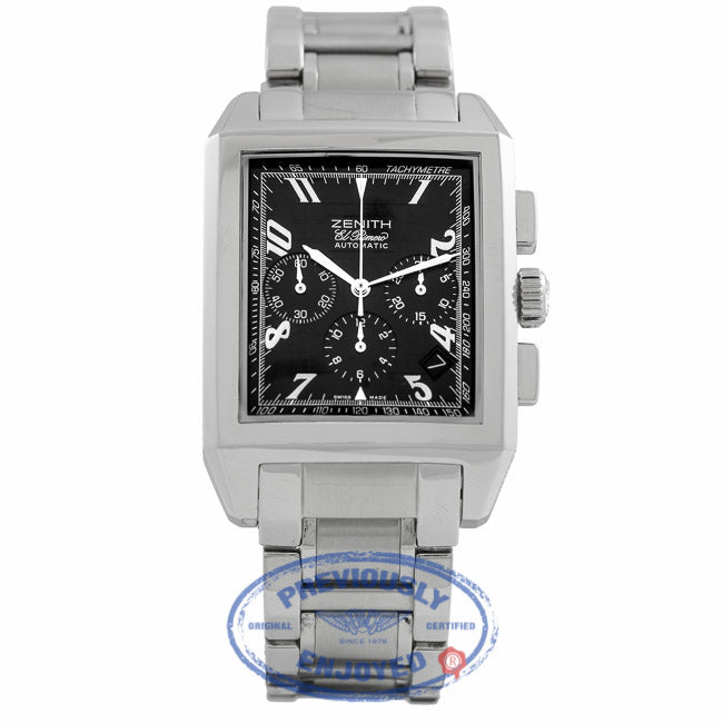 Zenith El Primero Grande Port Royal Rectangle Chronograph Stainless Steel Black Dial 03.0550.400/22.M550 BC3T6G - Beverly Hills Watch Store Watch Store