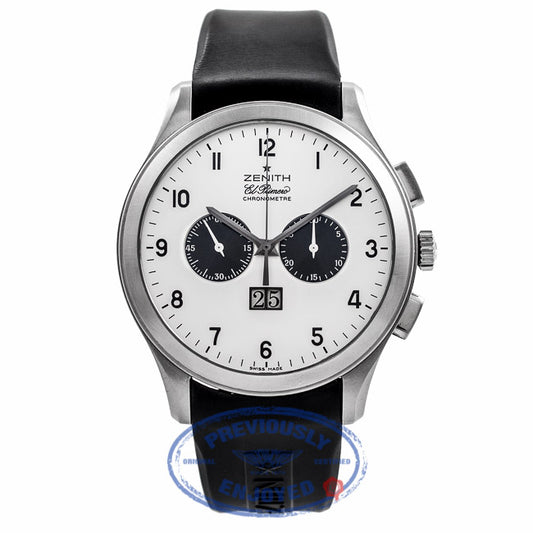 Zenith Grand Class El Primero Chronograph White Dial Black Subdials 03.0520.4010/01.C580T3 BPQJML - Beverly Hills Watch Company Watch Store