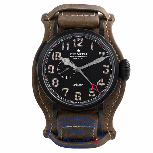 Zenith Pilot Montre d'Aeronef Type 20 GMT 48MM Titanium Black Dial 50 hour Power Reserve 96.2431.693/21.C738 887E14 - Beverly Hills Watch Company Watch Store
