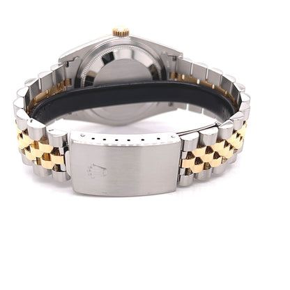 Rolex Datejust 36MM Yellow Gold Stainless and Stainless Steel Mother of Pearl Diamond Dial 16233 - Beverly Hills Watch Company