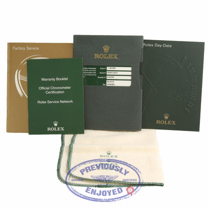 Rolex Day Date 36mm President Bracelet 18K Rose Gold Bracelet Black Arabic Numeral Dial 118205 ZN7T84 - Beverly Hills Watch Company